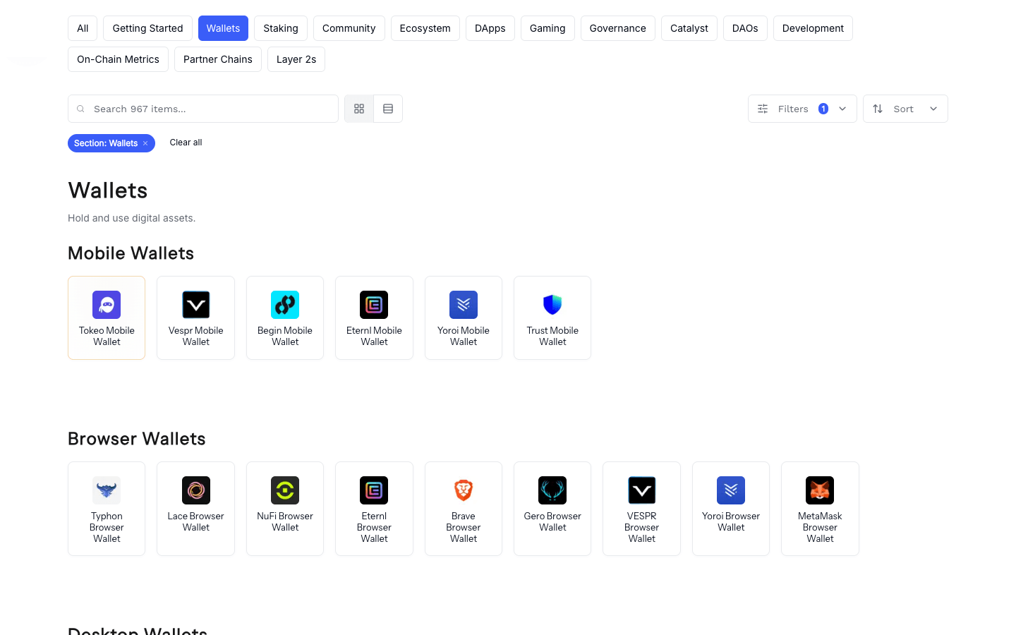 Featured placement showing Tokeo with gold styling on the Projects directory page